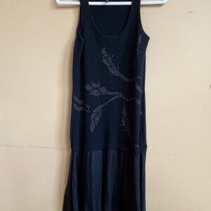 Cashmere tank dress with silk flounce